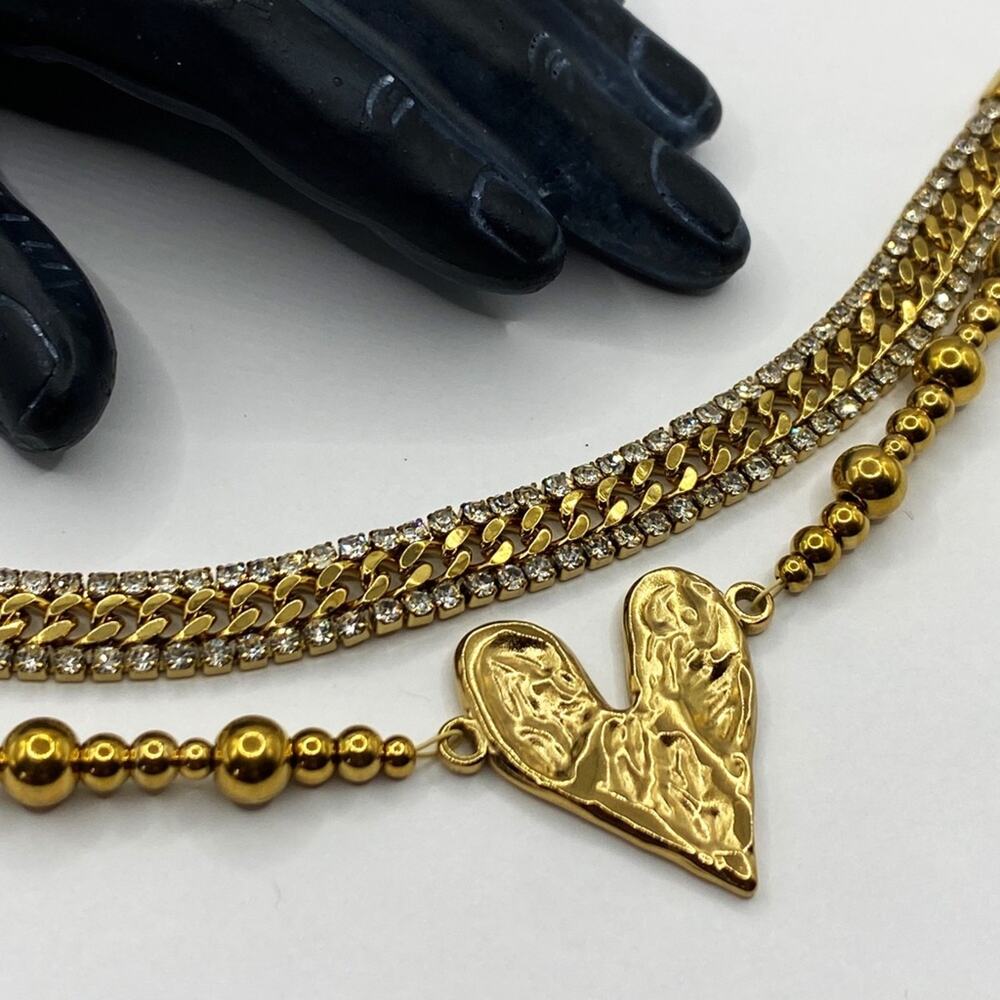 NEW Rhinestone & Heart Layering Bracelet Set - Picture 6 of 9